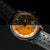Bracelet de montre pour homme avec cadran orange et index lumineux, bracelet en cuir gris