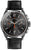 Bracelet de montre pour homme avec bracelet en cuir noir, cadran noir et accents orange