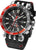 Bracelet de montre pour homme avec cadran noir, lunette rouge et bracelet en cuir noir