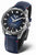Bracelet de montre pour homme avec bracelet en cuir bleu foncé, cadran bleu et aiguilles distinctives