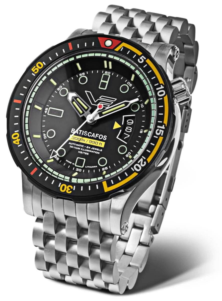 Bracelet de montre pour homme en acier inoxydable, cadran noir et lunette tournante