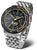 Bracelet de montre pour homme en acier inoxydable, cadran noir et lunette tournante