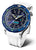 Montre de plongée pour homme avec cadran bleu et bracelet en silicone blanc, boîtier en acier inoxydable