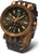 Montre homme avec boîtier couleur bronze, cadran marron et bracelet en cuir