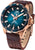 Montre Vostok Europe pour homme avec boîtier plaqué or rose, cadran bleu et bracelet en cuir marron