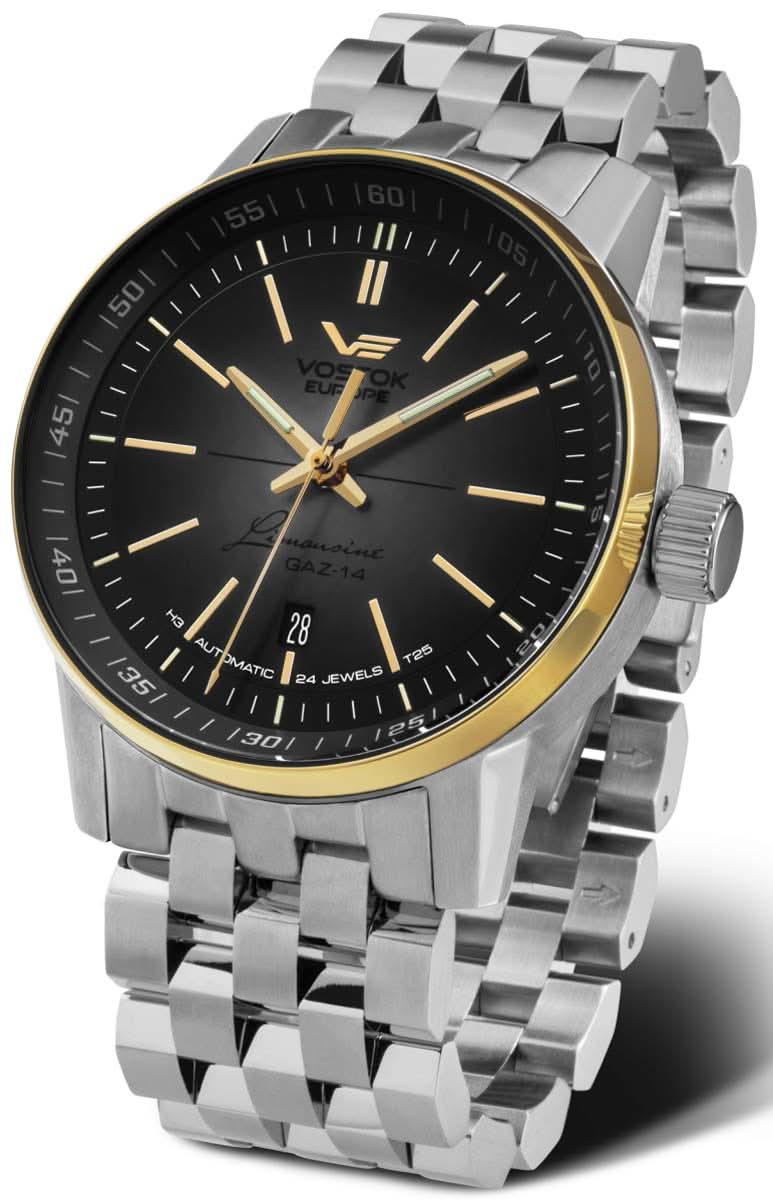 Montre Vostok Europe pour homme avec cadran noir et bracelet en métal argenté