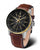 Bracelet de montre pour homme en cuir marron, cadran noir et affichage de la date