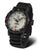 Montre homme avec bracelet en silicone noir et boîtier rond, cadran gris clair