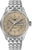 Bracelet de montre pour homme en argent avec cadran beige et affichage de la date