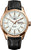 Bracelet de montre pour homme avec bracelet en cuir noir, boîtier or rose et cadran blanc