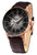 Montre pour homme avec boîtier couleur or rose, cadran noir et bracelet en cuir
