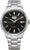 Bracelet de montre pour homme avec cadran noir, bracelet en acier inoxydable, automatique et guichet de date
