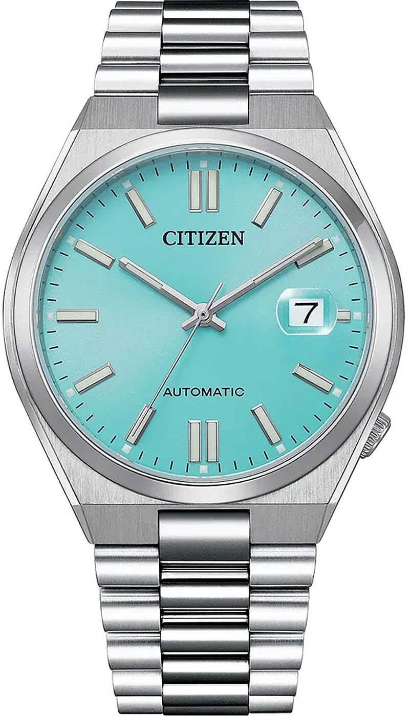 Montre Citizen Tsuyosa pour homme : cadran turquoise, bracelet en acier inoxydable