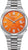 Montre pour homme : cadran orange, guichet date, bracelet en acier inoxydable
