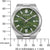 Bracelet de montre pour homme avec cadran vert, index et boîtier en acier inoxydable argenté