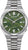 Bracelet de montre pour homme en acier inoxydable argenté, cadran vert et affichage de la date