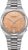 Montre homme avec bracelet en acier inoxydable, cadran orange, guichet date, mouvement automatique