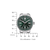 Montre bracelet pour homme avec cadran vert et bracelet en métal argenté, vue à 12h