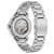 Montre bracelet pour homme avec mouvement automatique visible par le fond du boîtier et bracelet en métal argenté