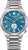 Montre homme avec cadran bleu, bracelet en acier inoxydable argenté et aiguilles analogiques