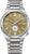 Automatik-Herrenuhr mit goldfarbenem Zifferblatt und Edelstahlarmband, polierte Lünette