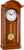 Horloge murale ronde en bois marron avec pendule et cadran doré