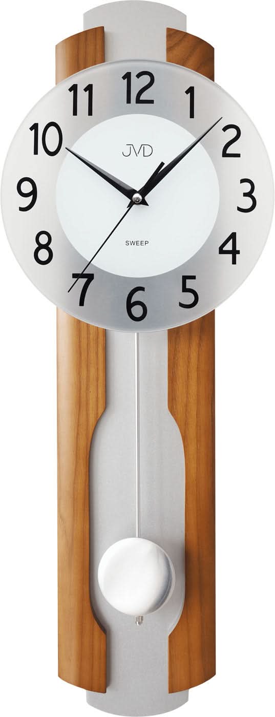 Horloge murale en bois avec cadran rond et jeu d'aiguilles noir, pendule en bas