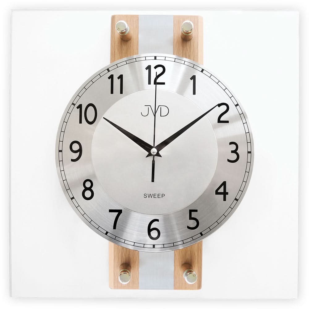 Horloge murale JVD 32x32 cm bois • Mouvement à quartz silencieux • Design intemporel