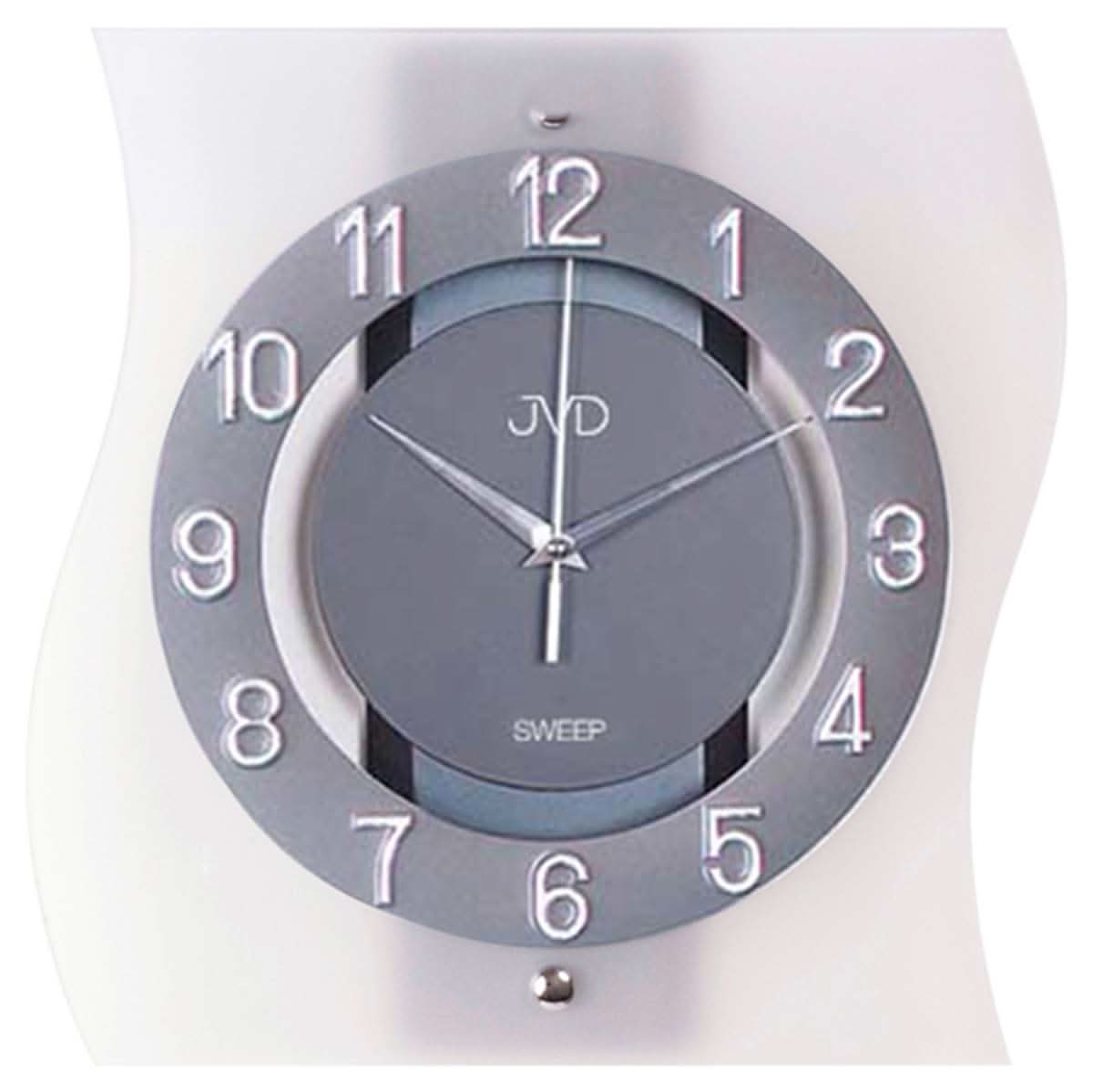 Horloge murale JVD 32x32x5 cm Verre • Mouvement à quartz silencieux • Design moderne en verre