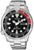 Montre de plongée pour homme avec bracelet en acier inoxydable, cadran noir et lunette rouge, affichage de la date