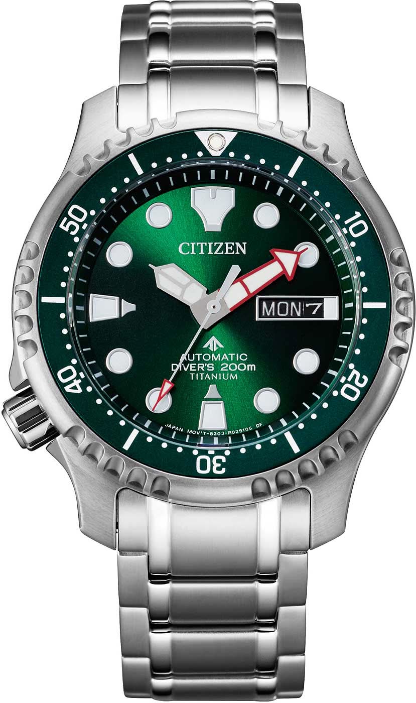Montre Citizen Promaster pour homme avec cadran vert, bracelet en métal et date