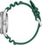 Montre bracelet pour homme vue de côté avec boîtier en acier et bracelet en silicone vert