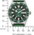Bracelet de montre pour homme avec cadran vert, index, date à 7h et lunette en acier