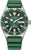 Bracelet de montre pour homme avec cadran vert, lunette en acier et bracelet en silicone vert