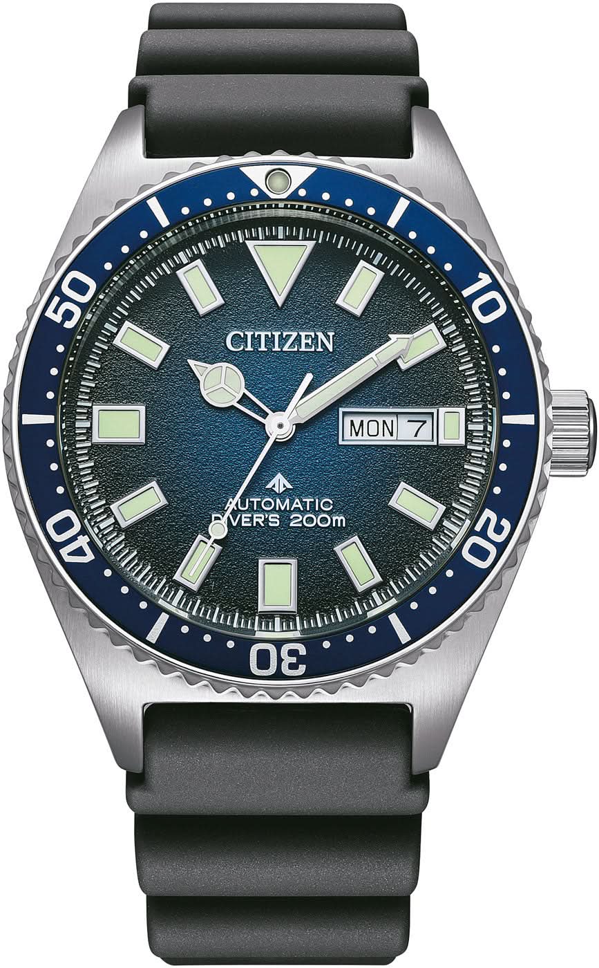 Montre homme avec cadran bleu, lunette noire et bracelet en caoutchouc noir