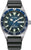 Montre homme avec cadran bleu, lunette noire et bracelet en caoutchouc noir