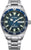 Herrenarmbanduhr mit blauem Zifferblatt, beidseitig gerändelter Lünette und Datumsanzeige