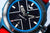 Montre bracelet pour homme : cadran bleu avec finition étoile, grands index