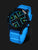 Montre bracelet pour homme avec cadran bleu, lunette en céramique et bracelet en silicone bleu