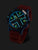 Bracelet de montre pour homme avec cadran bleu, lunette en céramique et bracelet en silicone rouge