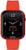 Montre connectée unisexe avec bracelet en silicone rouge et écran carré affichant l'heure