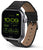 OPS! Montre connectée avec boutons latéraux et bracelet en cuir noir, affichant 10:09