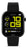 Montre connectée unisexe avec bracelet en silicone noir et écran noir, chiffres jaunes