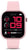 Montre connectée avec boîtier rose et bracelet en silicone rose, affichage numérique de l'heure
