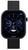 Montre connectée pour femme avec boîtier noir, écran bleu et bracelet milanais noir