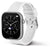 Montre connectée avec cadran noir, bracelet en silicone blanc et contour en strass