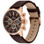 Tommy Hilfiger Armbanduhr: rundes Gehäuse in Roségold-Optik, braunes Lederband, Chronograph