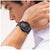 Armbanduhr von Tommy Hilfiger mit schwarzem Zifferblatt und schwarzem Lederarmband
