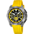 Montre chronographe pour homme avec bracelet en silicone jaune et cadran noir