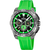 Montre de sport pour homme avec bracelet en silicone vert, boîtier en acier inoxydable et chronographe